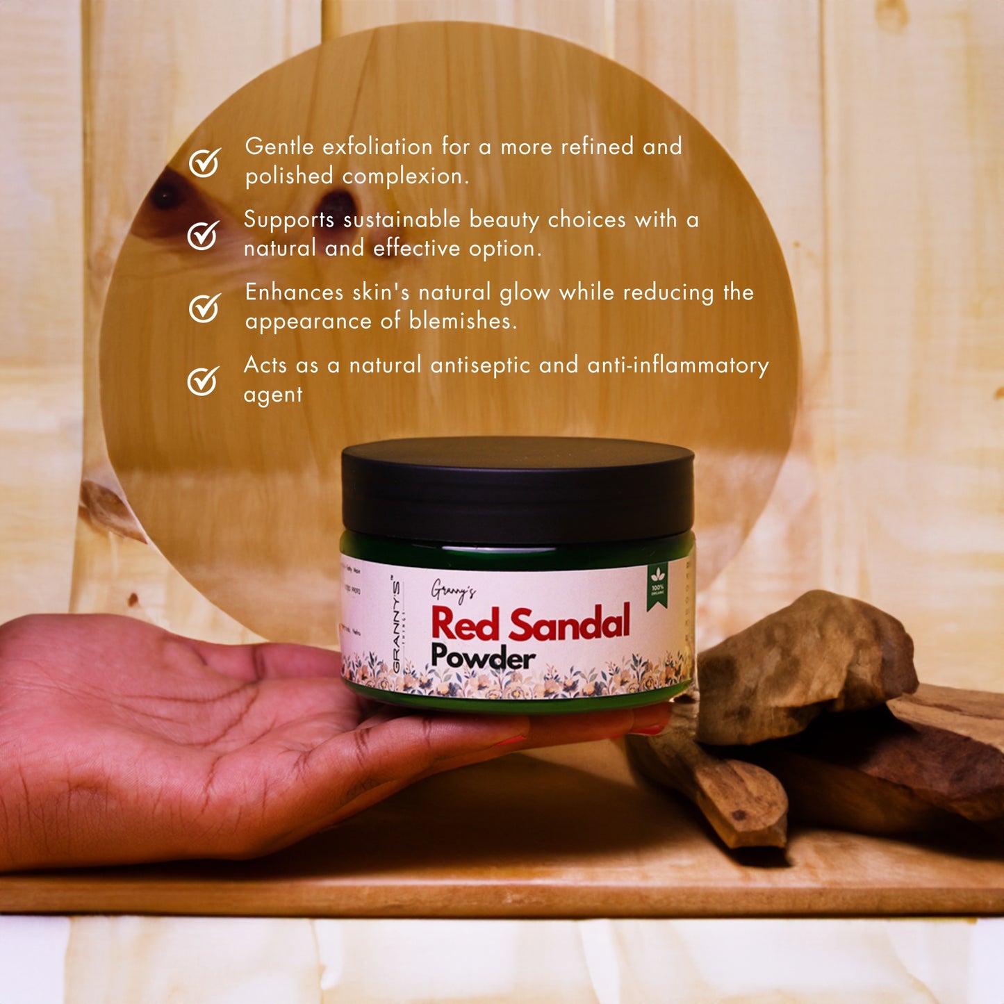 Granny's Red sandal Powder - 100g | 100% Organic